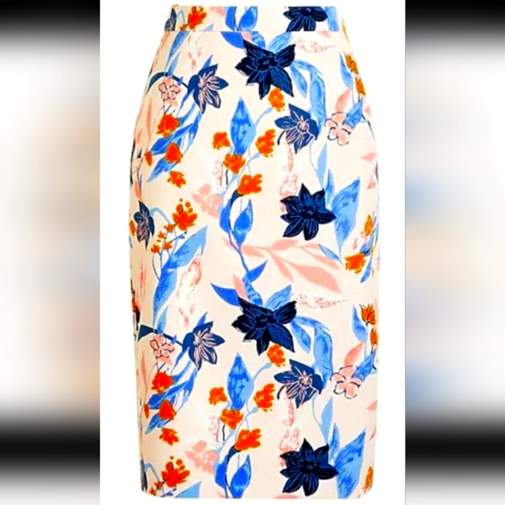 J Crew Women's Pink/Coral Floral Pencil Skirt Plus Size 20 2X